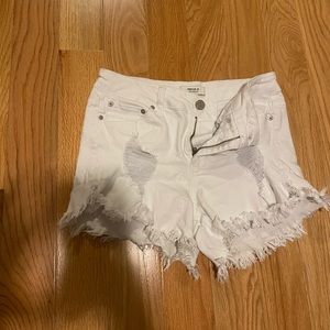 Forever 21 White Ripped Jean Shorts